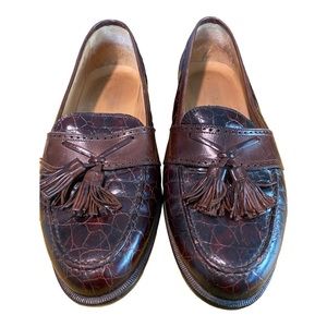 Johnston & Murphy croc embossed leather tasseled loafer 8